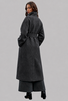 Longline wool-look belted coat for women