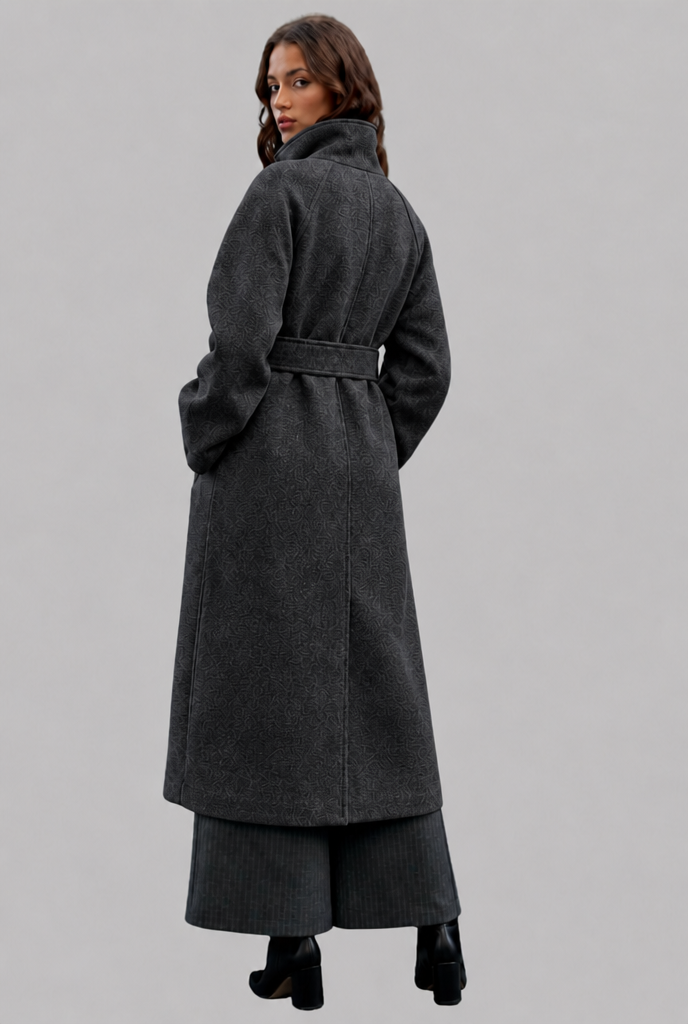 Longline wool-look belted coat for women