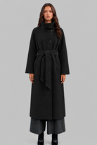 Longline wool-look belted coat for women
