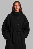 Longline wool-look belted coat for women