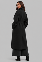 Longline wool-look belted coat for women