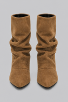 Slouchy pointed toe kitten heel boots for women
