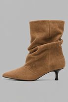 Slouchy pointed toe kitten heel boots for women