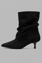 Slouchy pointed toe kitten heel boots for women