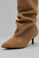 Slouchy pointed toe kitten heel boots for women