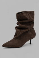Slouchy pointed toe kitten heel boots for women