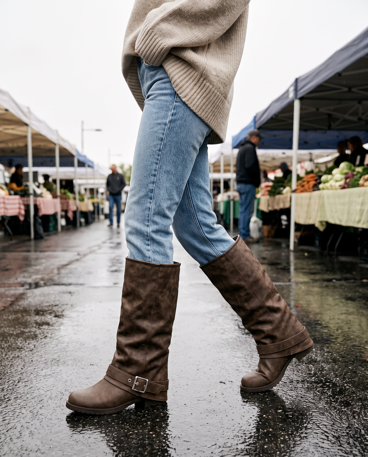 Junia brown fold-over knee boots