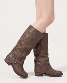 Junia brown fold-over knee boots side view