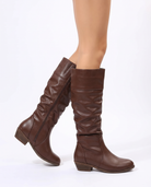 Marlena women's flat knee-high slouch boots - Brown