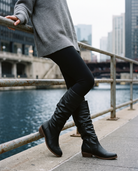 Marlena women's flat knee-high slouch boots - Black styled outfit