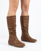 Briallen women's ruched mid-calf slouch boots - Light Brown