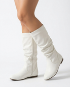 Briallen women's ruched mid-calf slouch boots - White