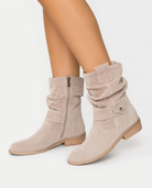 Linden women's buckled ankle slouch boots - Beige