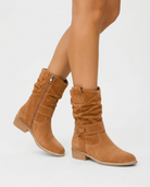 Linden women's buckled ankle slouch boots - Brown
