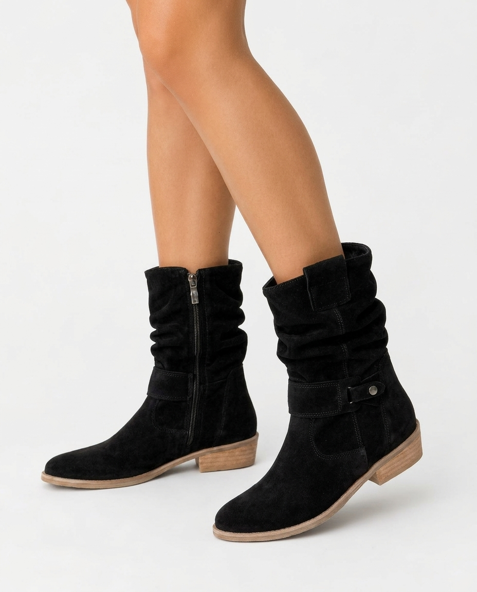 Linden women's buckled ankle slouch boots - Black