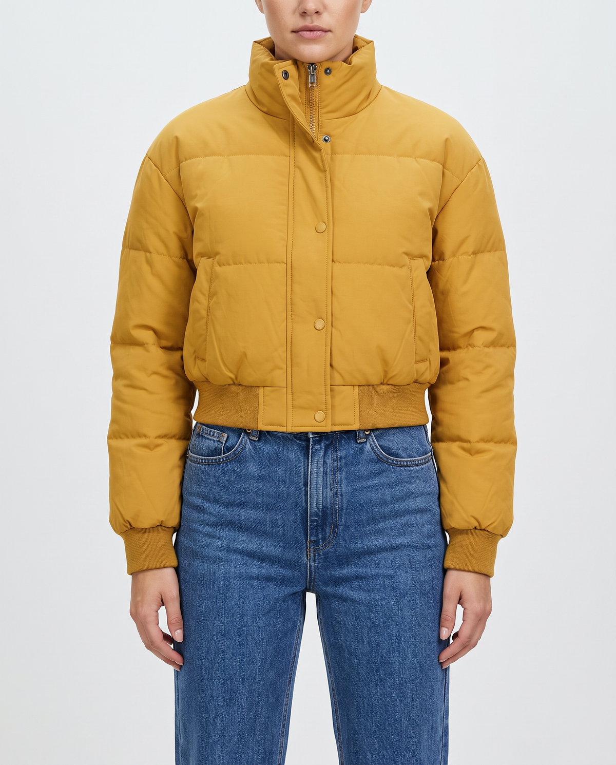 Maelle women's padded cropped bomber jacket - Dark Yellow