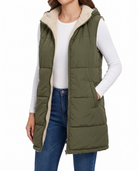Sigrun women's sleeveless hooded woven jacket - Army Green