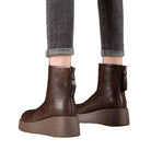 Retro platform ankle wedge boots for women