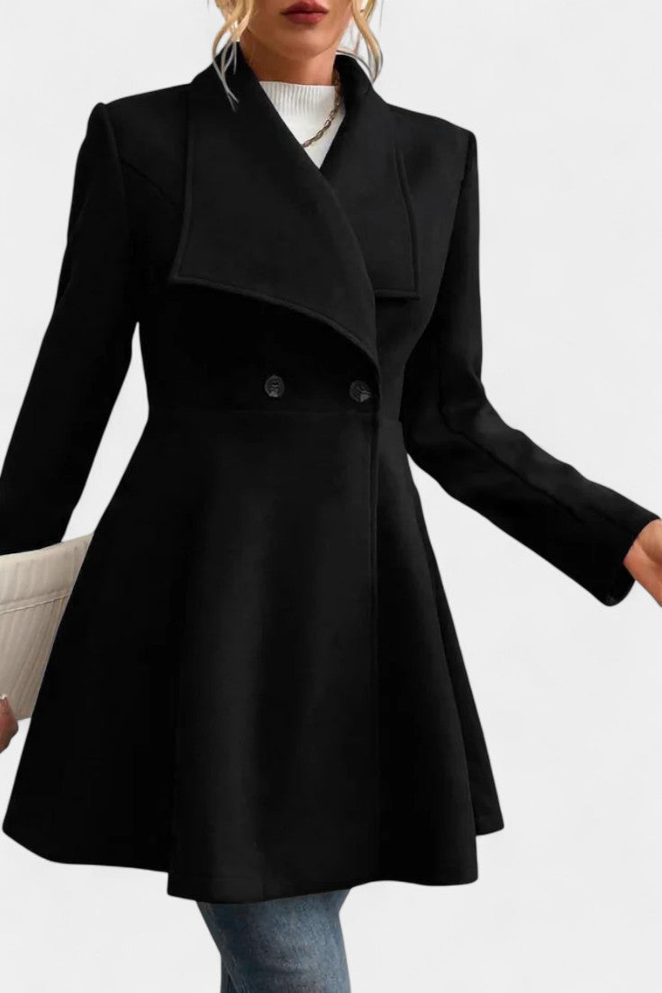 Fitted waist tailored peplum coat for women