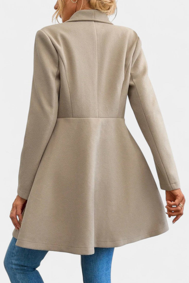 Fitted waist tailored peplum coat for women
