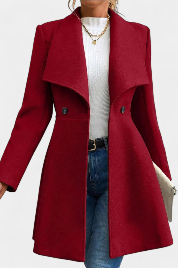 Fitted waist tailored peplum coat for women