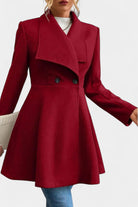Fitted waist tailored peplum coat for women