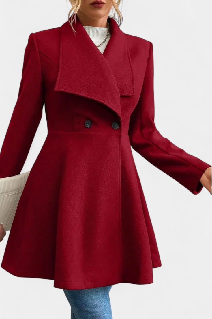 Fitted waist tailored peplum coat for women