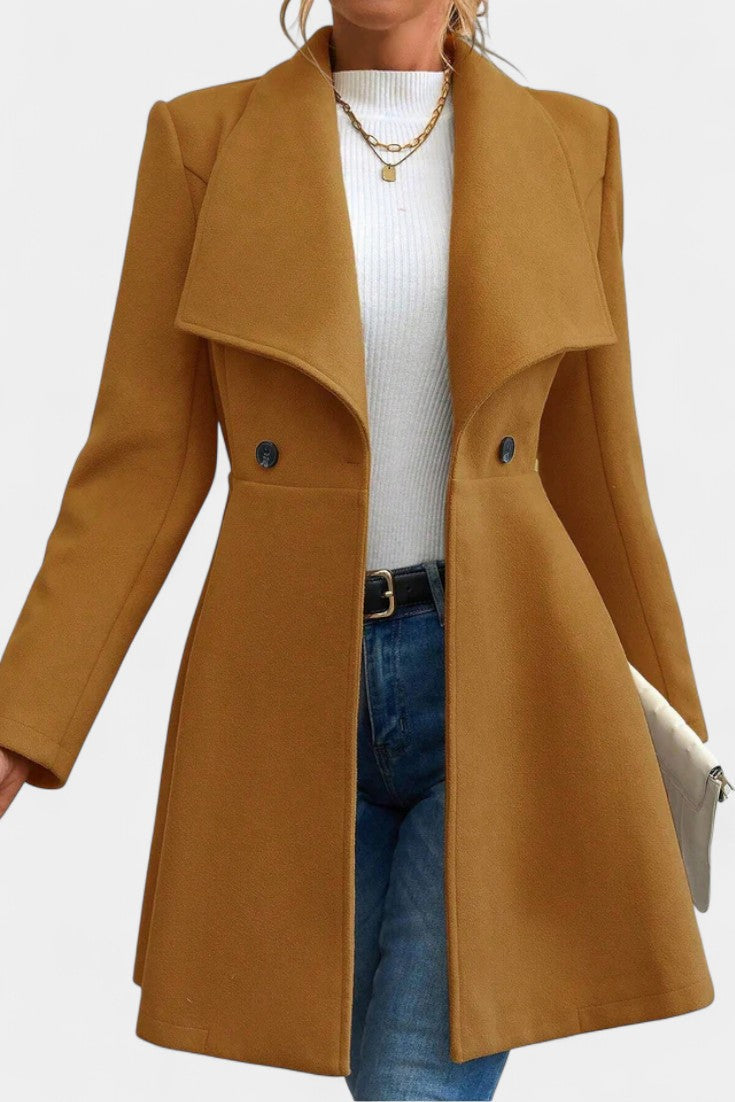 Fitted waist tailored peplum coat for women