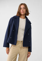 Cropped peacoat for women in beige, black, green, navy blue or brown