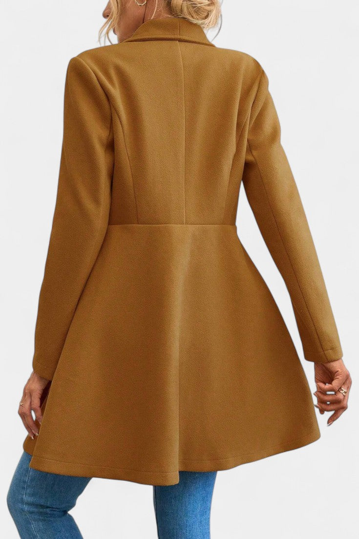 Fitted waist tailored peplum coat for women