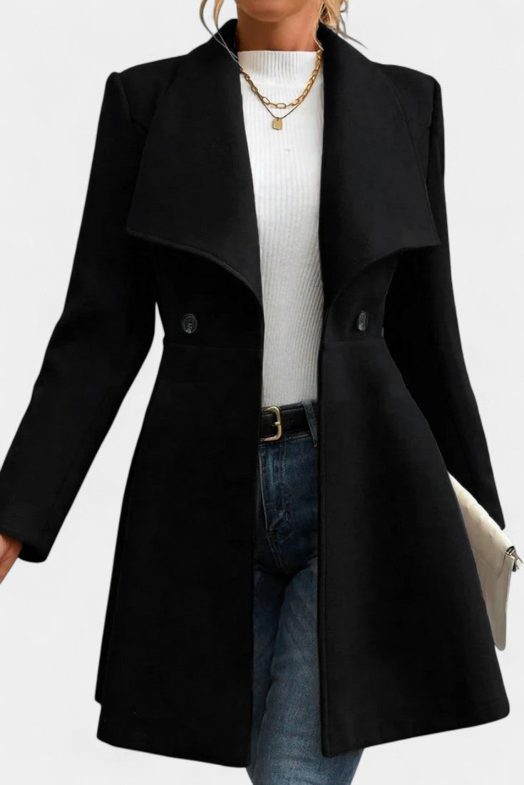 Fitted waist tailored peplum coat for women