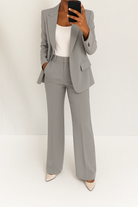 Blazer and wide-leg pant set in grey for women