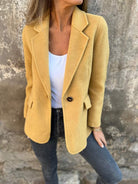 Brushed one-button blazer for women