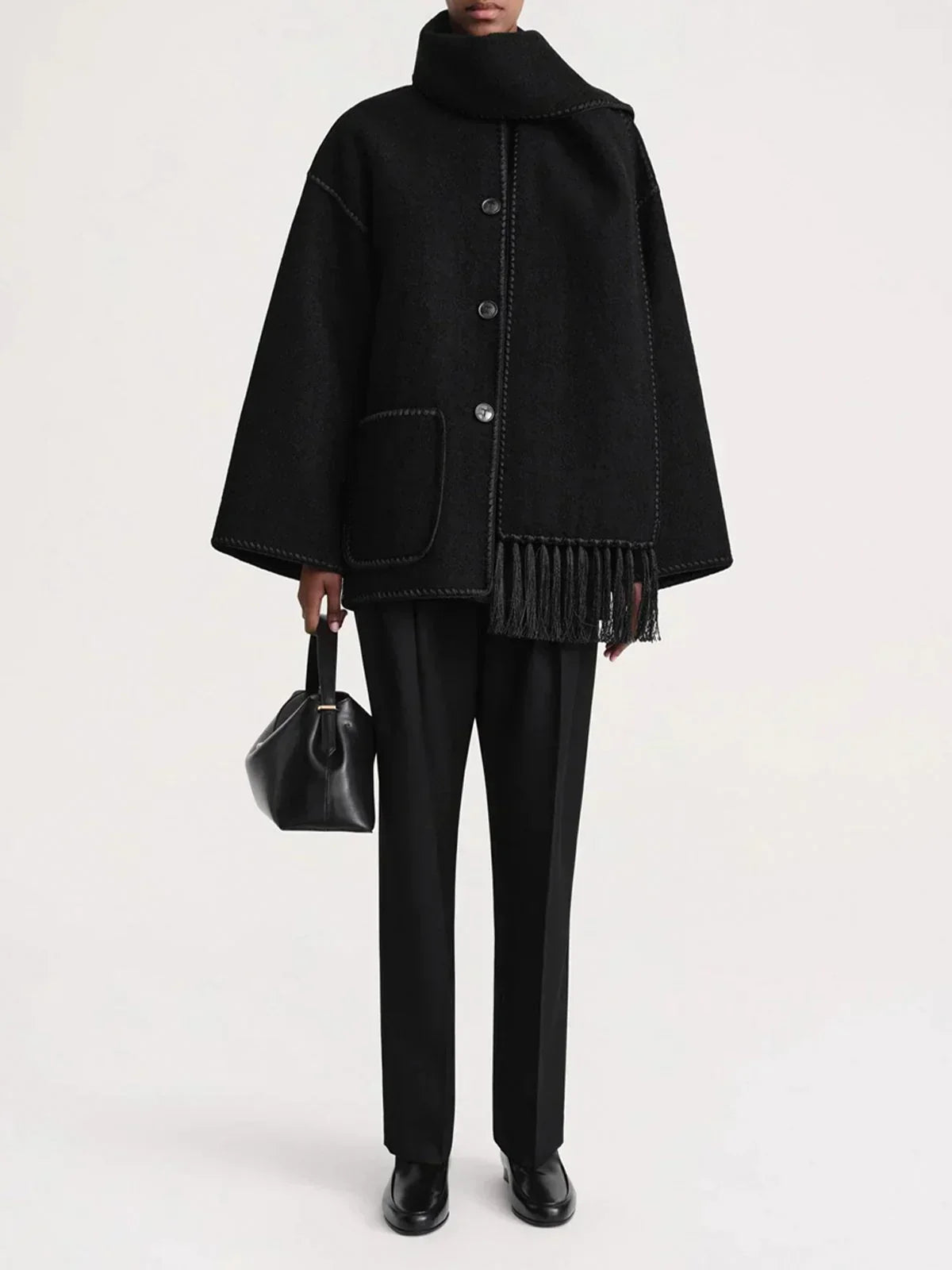 Contrast-trim scarf jacket for women
