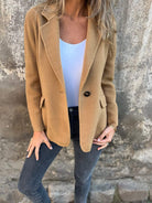 Brushed one-button blazer for women