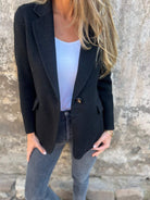 Brushed one-button blazer for women
