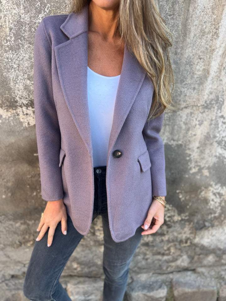 Brushed one-button blazer for women