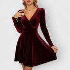 Velvet wrap Christmas party dress for women