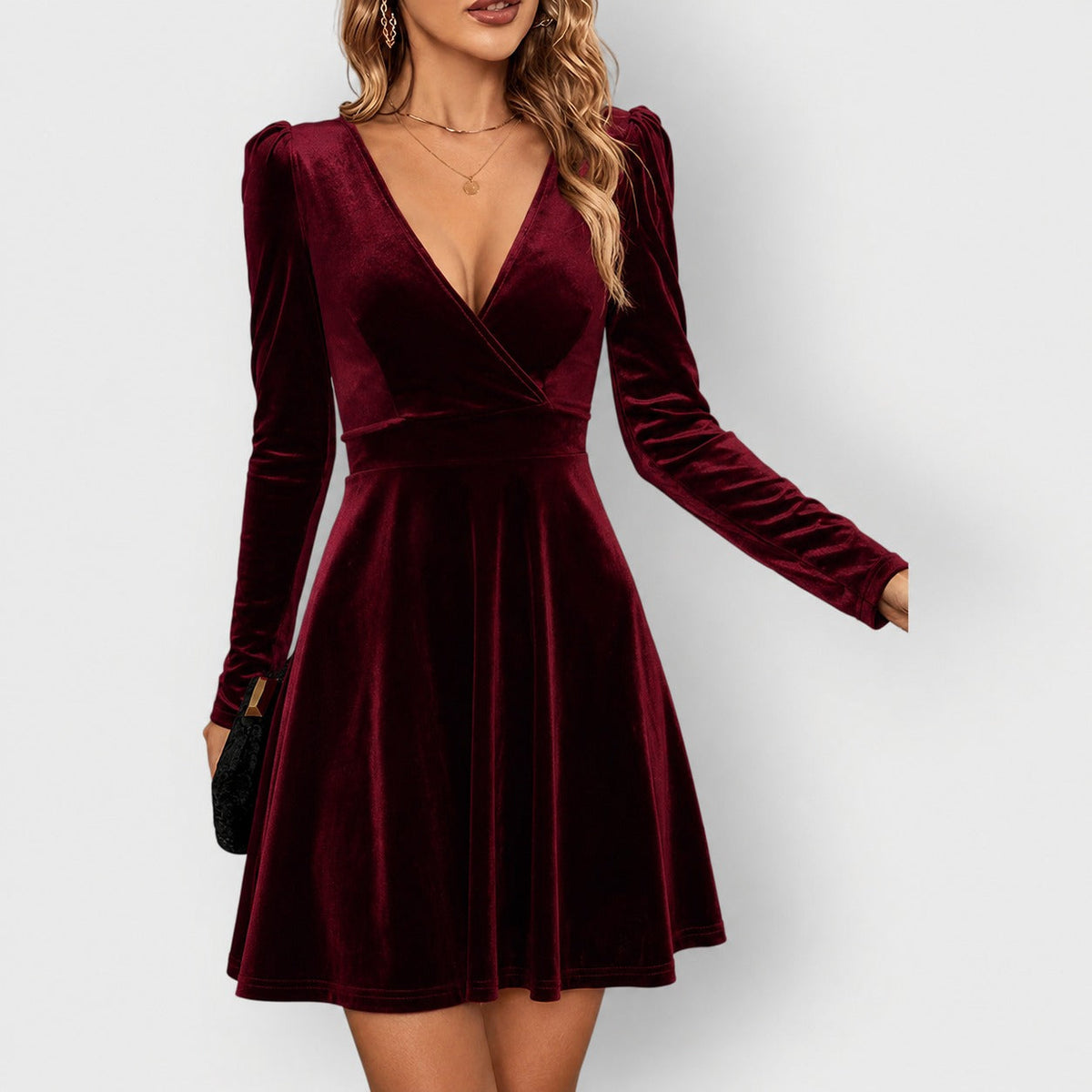 Velvet wrap Christmas party dress for women