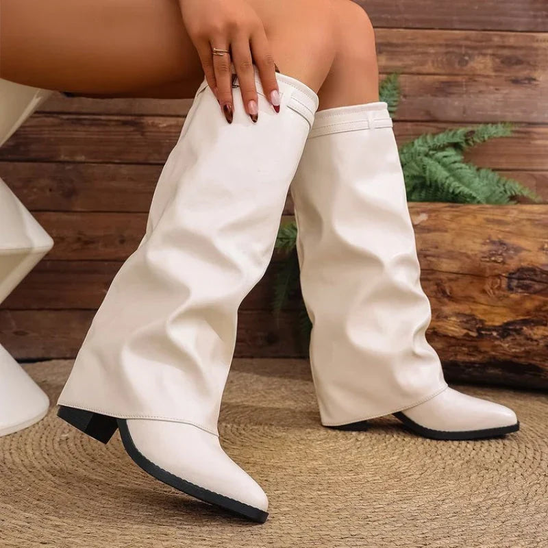 Pointed toe knee boots women