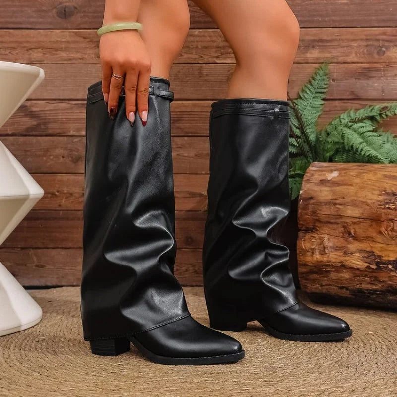Pointed toe knee boots women
