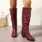 Studded buckle slouch boots for women