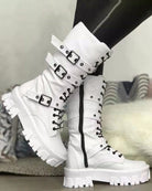 Chunky lace-up platform ankle boots for women