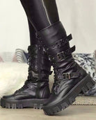 Chunky lace-up platform ankle boots for women
