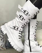 Chunky lace-up platform ankle boots for women