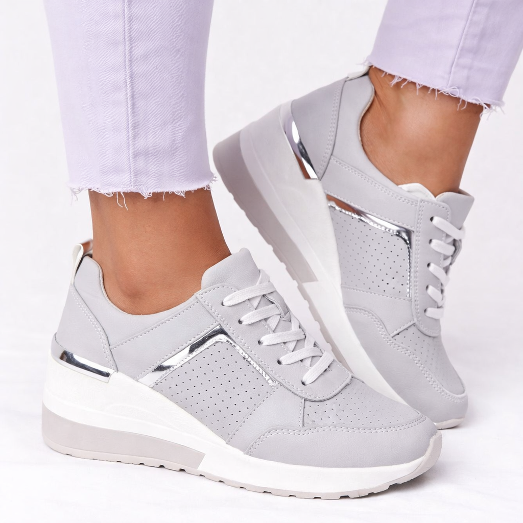 Wedge sneakers in grey for women