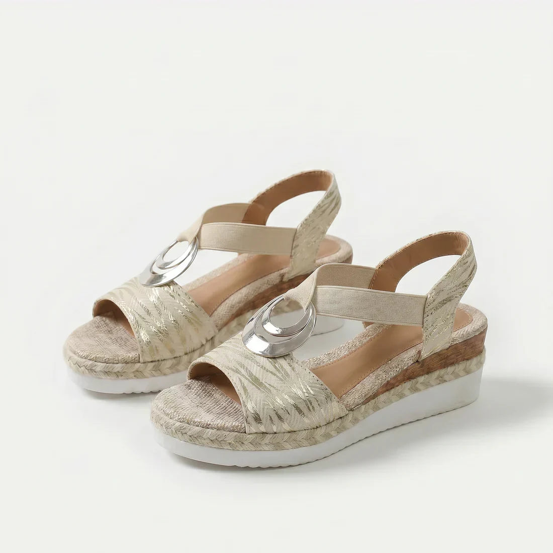 Sandalias Mujer Cuña de Corcho Correa Elástica Suela Antideslizante Transpirables Verano Ocho Colores