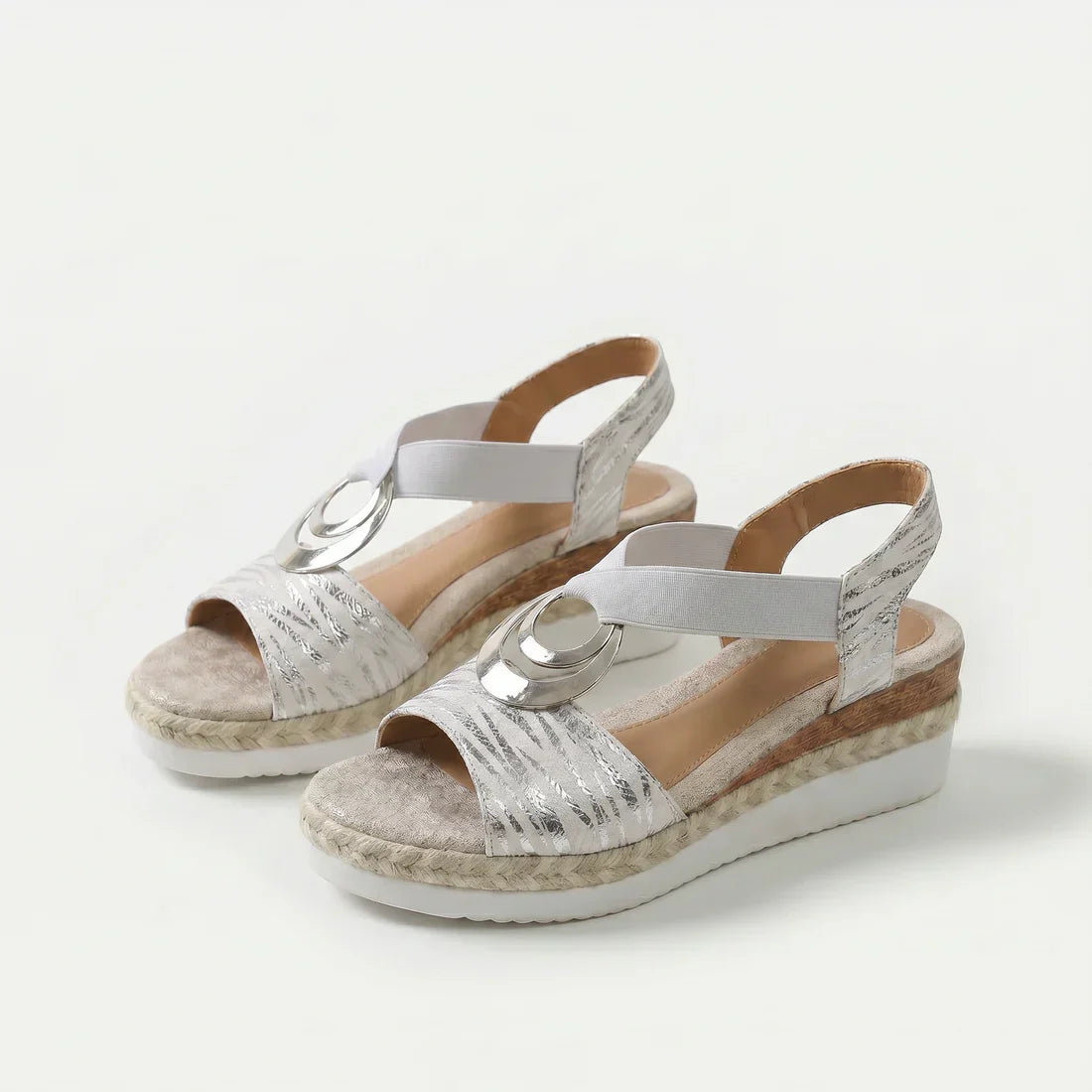 Sandalias Mujer Cuña de Corcho Correa Elástica Suela Antideslizante Transpirables Verano Ocho Colores
