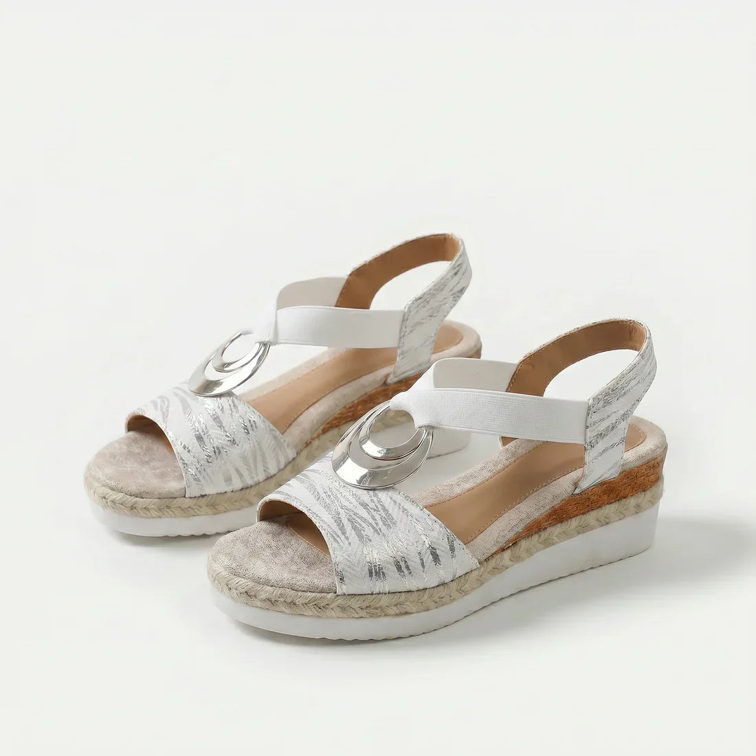 Sandalias Mujer Cuña de Corcho Correa Elástica Suela Antideslizante Transpirables Verano Ocho Colores