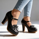 bow-tie buckle pumps for women